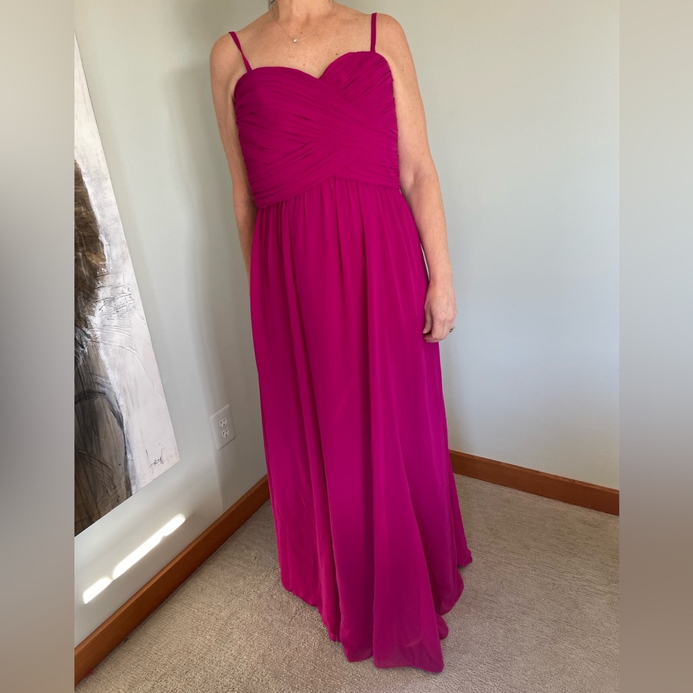 Ralph Lauren (Optional) Strapless Fuchsia Formal Gown with Wrap - Size 12